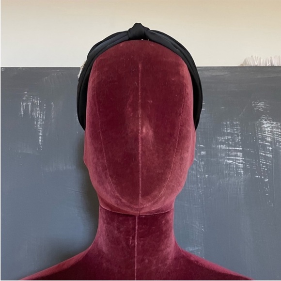 PRADA STYLE Black Satin Knot Headband logo triangle Milano - Picture 4 of 9